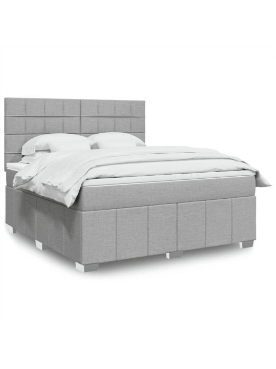 Box spring postel s matrací světle šedá 180 x 200 cm textil