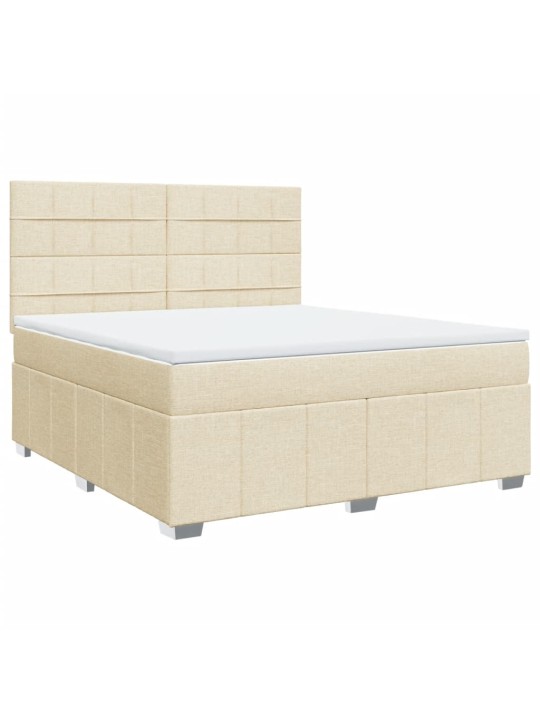 Box spring postel s matrací krémová 180x200 cm textil