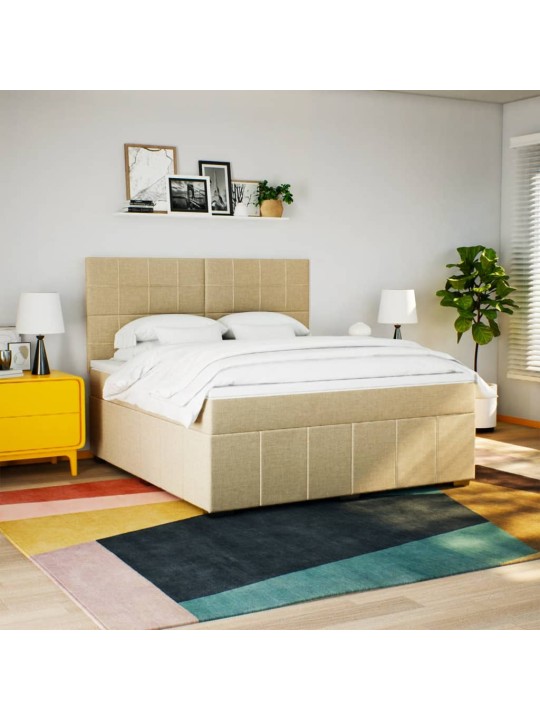 Box spring postel s matrací krémová 180x200 cm textil