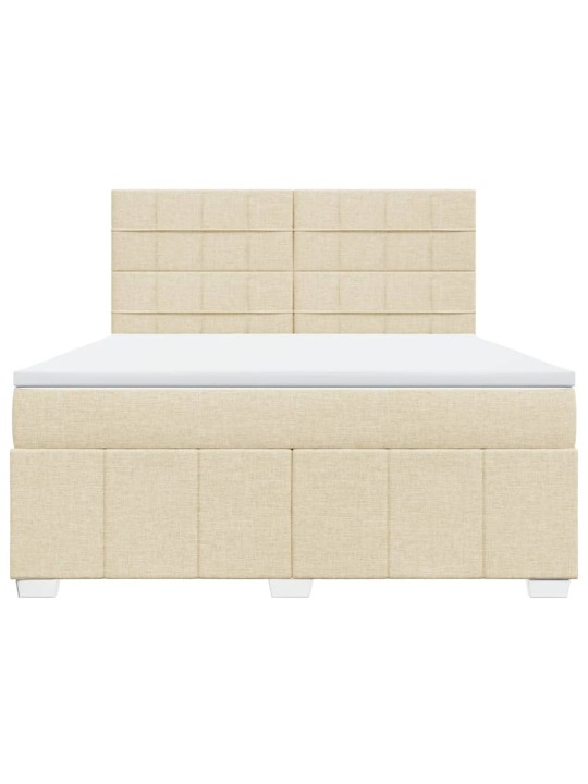 Box spring postel s matrací krémová 180x200 cm textil