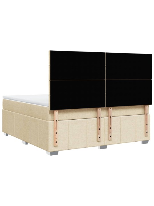 Box spring postel s matrací krémová 180x200 cm textil