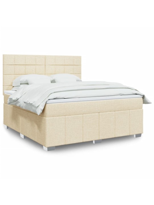 Box spring postel s matrací krémová 180x200 cm textil