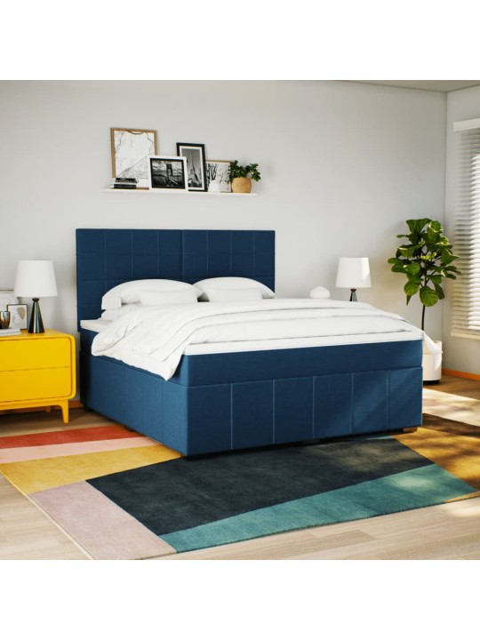 Box spring postel s matrací modrá 180x200 cm textil