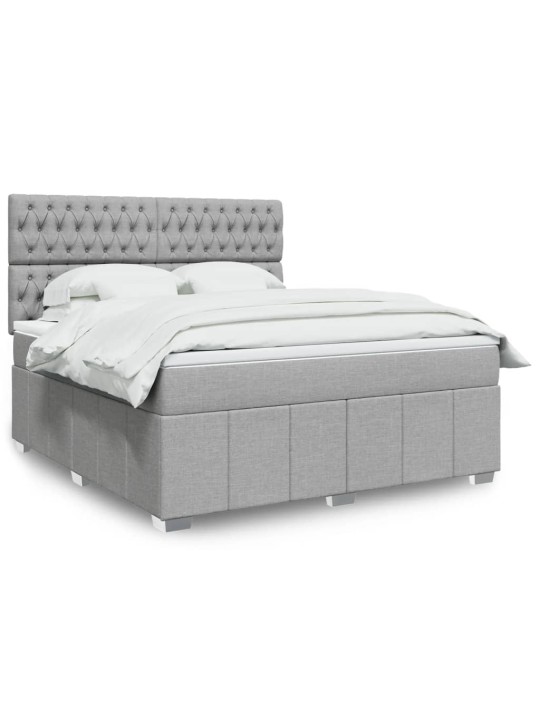 Box spring postel s matrací světle šedá 180 x 200 cm textil