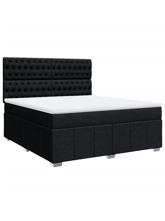 Box spring postel s matrací černá 180x200 cm textil