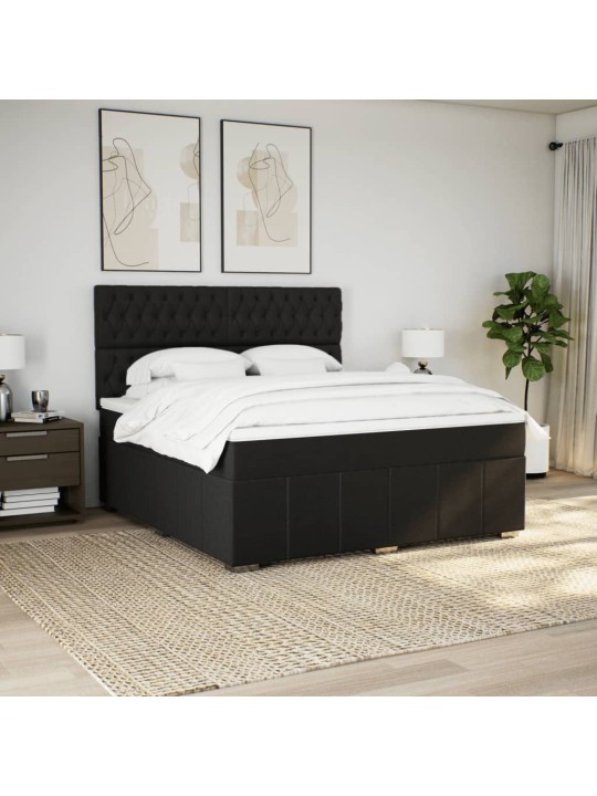 Box spring postel s matrací černá 180x200 cm textil