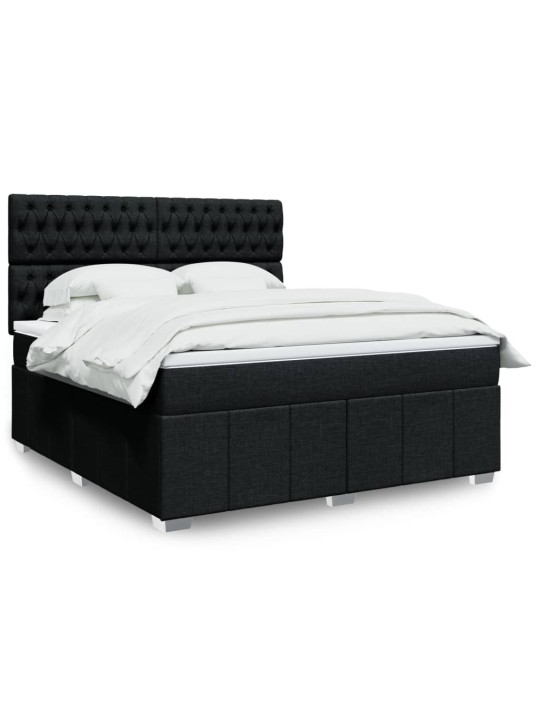 Box spring postel s matrací černá 180x200 cm textil