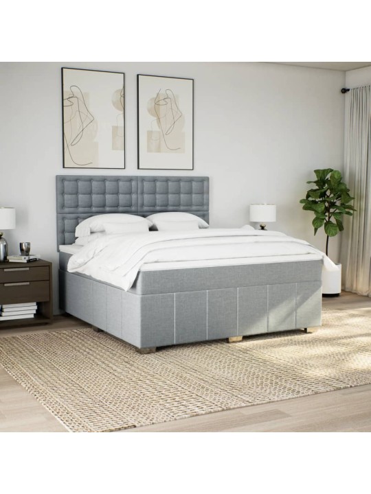 Box spring postel s matrací světle šedá 180 x 200 cm textil