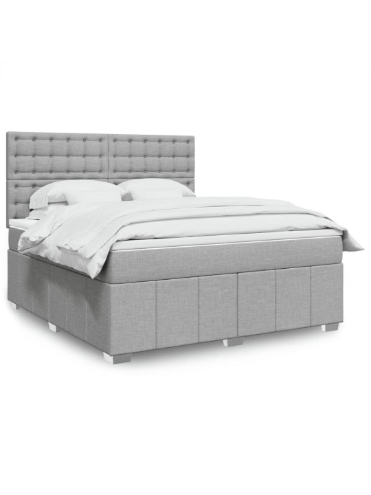 Box spring postel s matrací světle šedá 180 x 200 cm textil