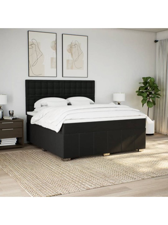 Box spring postel s matrací černá 180x200 cm textil