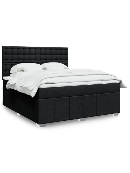 Box spring postel s matrací černá 180x200 cm textil