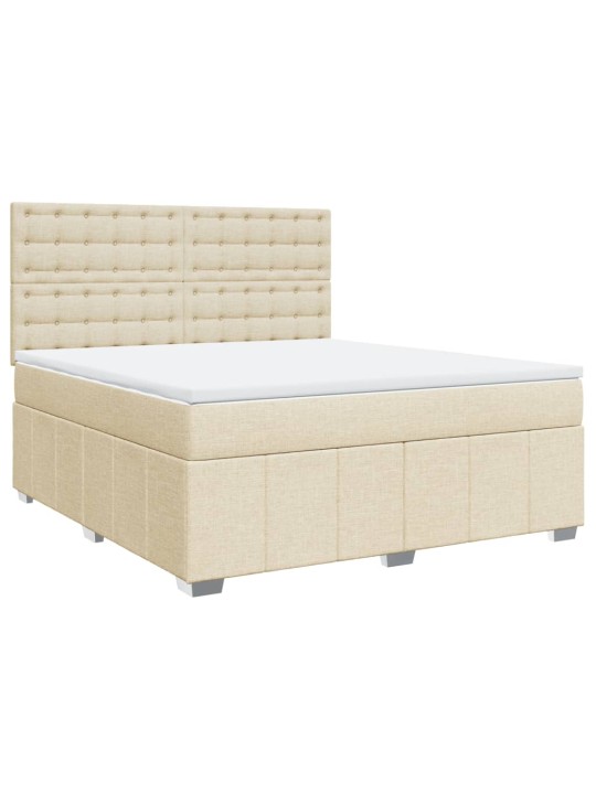 Box spring postel s matrací krémová 180x200 cm textil