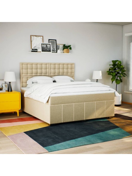 Box spring postel s matrací krémová 180x200 cm textil