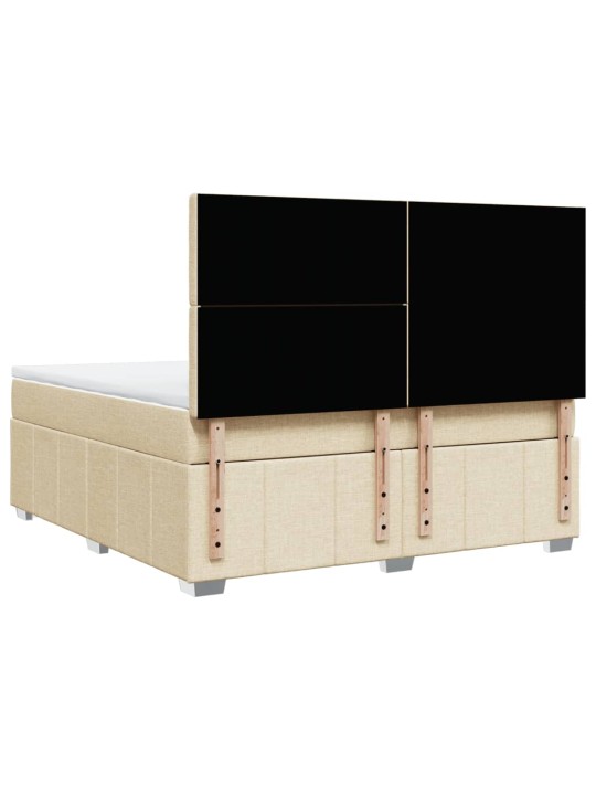 Box spring postel s matrací krémová 180x200 cm textil
