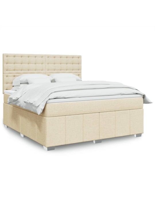 Box spring postel s matrací krémová 180x200 cm textil