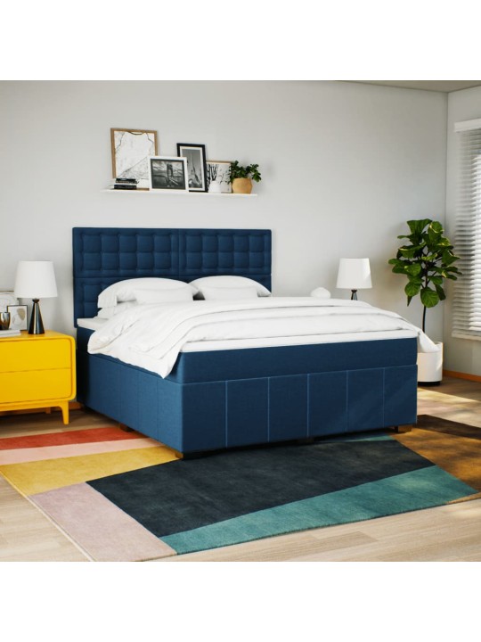 Box spring postel s matrací modrá 180x200 cm textil