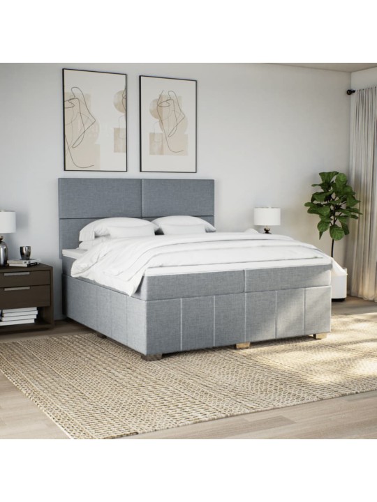 Box spring postel s matrací světle šedá 200 x 200 cm textil