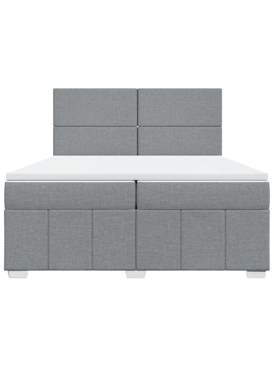Box spring postel s matrací světle šedá 200 x 200 cm textil