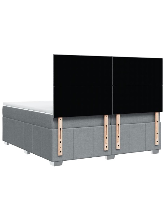Box spring postel s matrací světle šedá 200 x 200 cm textil