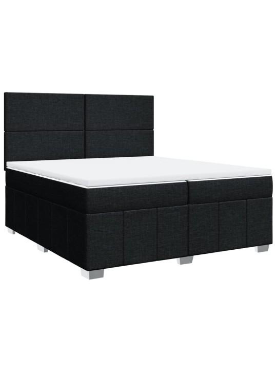 Box spring postel s matrací černá 200x200 cm textil