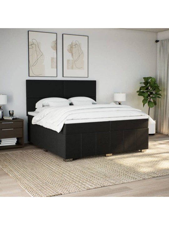 Box spring postel s matrací černá 200x200 cm textil
