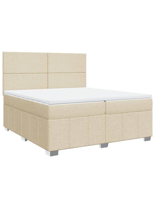 Box spring postel s matrací krémová 200x200 cm textil