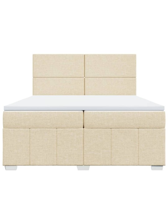 Box spring postel s matrací krémová 200x200 cm textil
