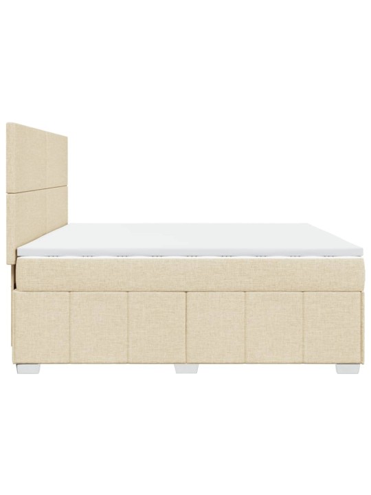 Box spring postel s matrací krémová 200x200 cm textil