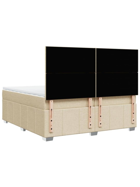 Box spring postel s matrací krémová 200x200 cm textil