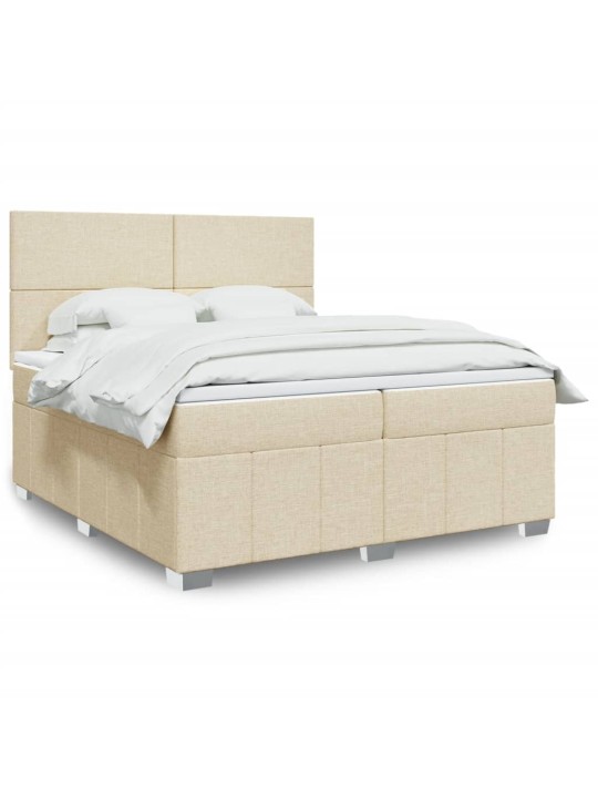 Box spring postel s matrací krémová 200x200 cm textil
