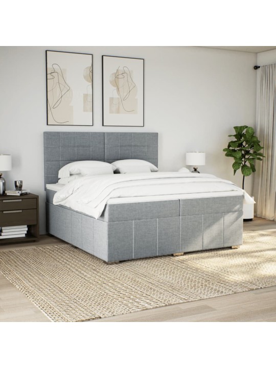 Box spring postel s matrací světle šedá 200 x 200 cm textil