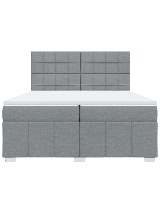 Box spring postel s matrací světle šedá 200 x 200 cm textil