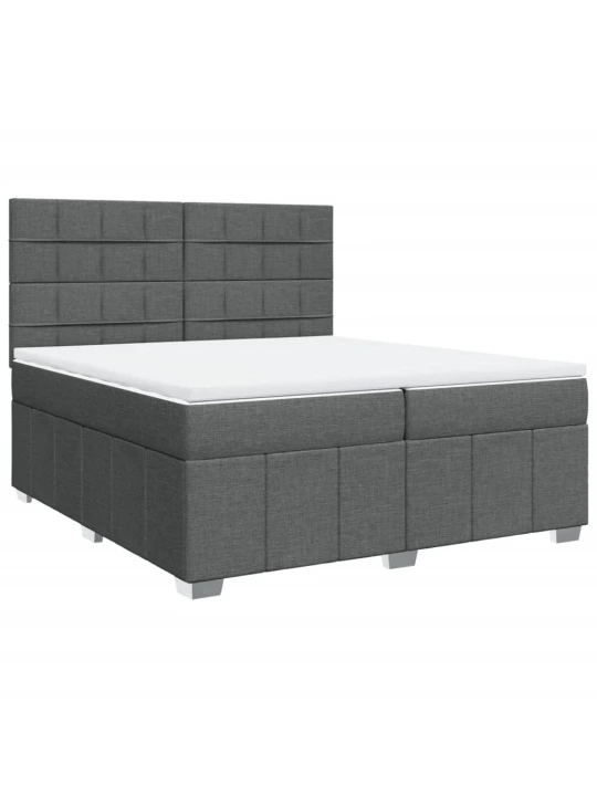 Box spring postel s matrací tmavě šedá 200x200 cm textil