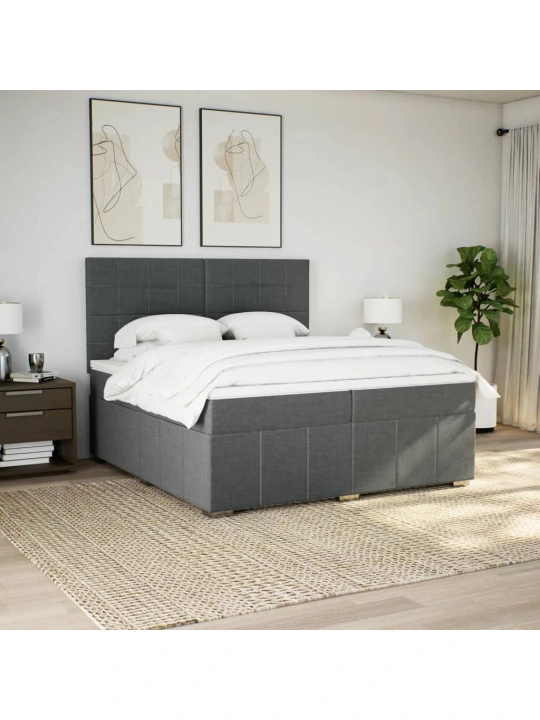 Box spring postel s matrací tmavě šedá 200x200 cm textil