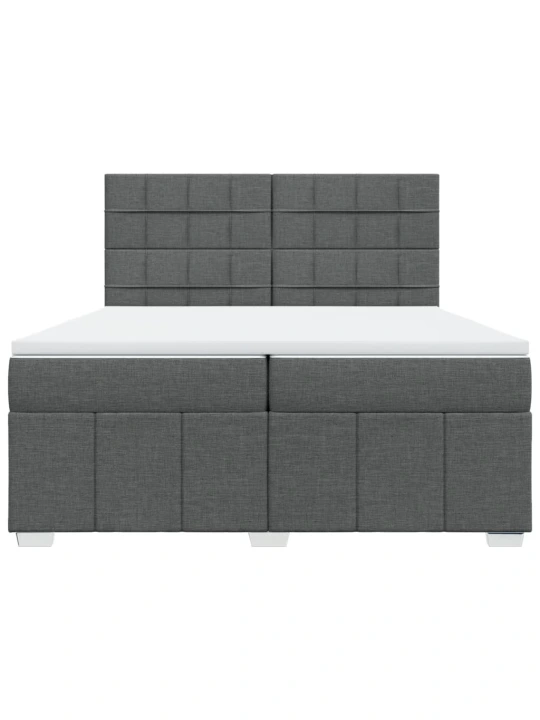 Box spring postel s matrací tmavě šedá 200x200 cm textil