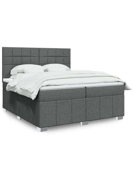 Box spring postel s matrací tmavě šedá 200x200 cm textil