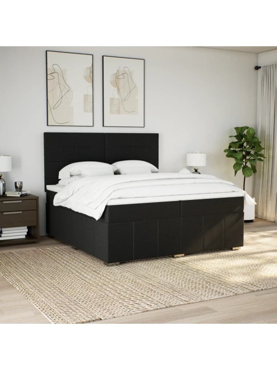 Box spring postel s matrací černá 200x200 cm textil