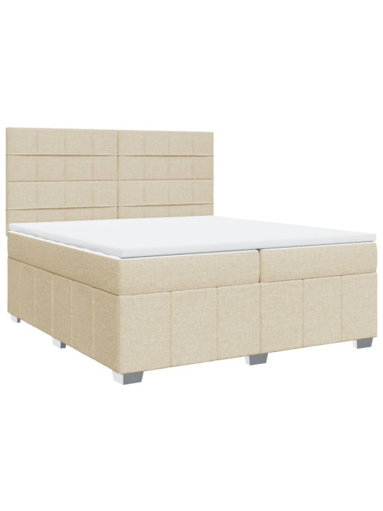 Box spring postel s matrací krémová 200x200 cm textil