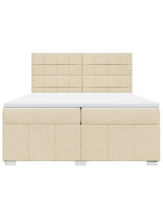 Box spring postel s matrací krémová 200x200 cm textil