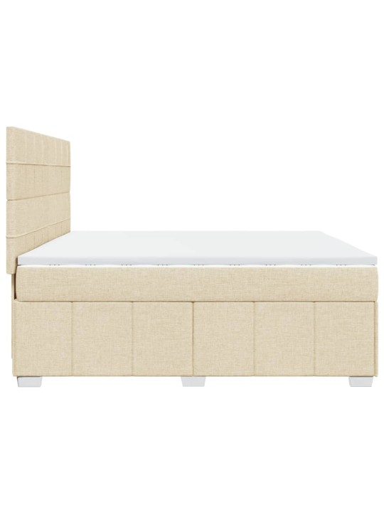 Box spring postel s matrací krémová 200x200 cm textil