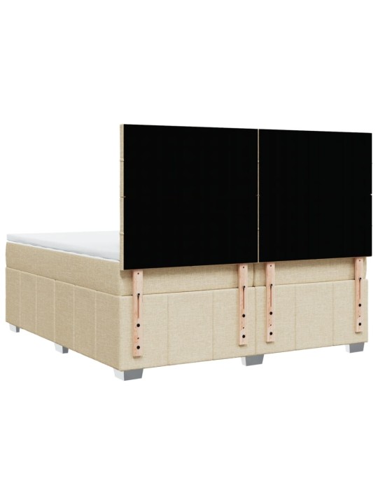 Box spring postel s matrací krémová 200x200 cm textil