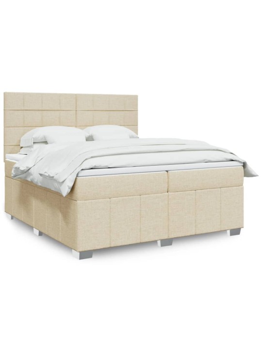 Box spring postel s matrací krémová 200x200 cm textil