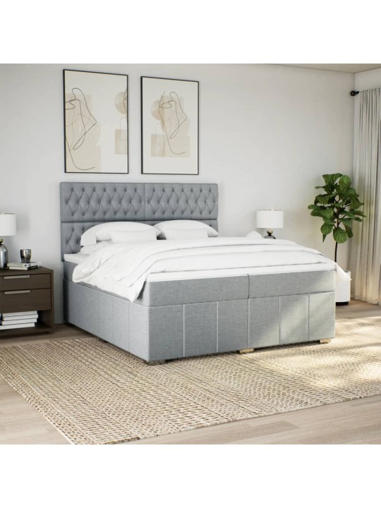 Box spring postel s matrací světle šedá 200 x 200 cm textil