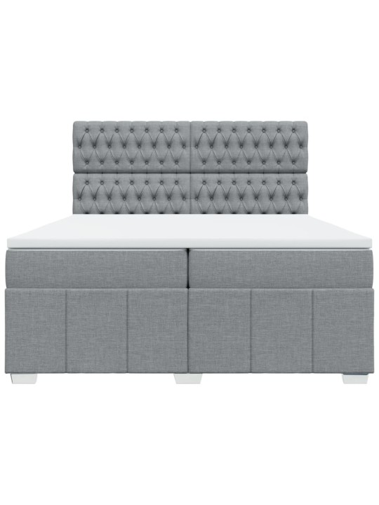 Box spring postel s matrací světle šedá 200 x 200 cm textil