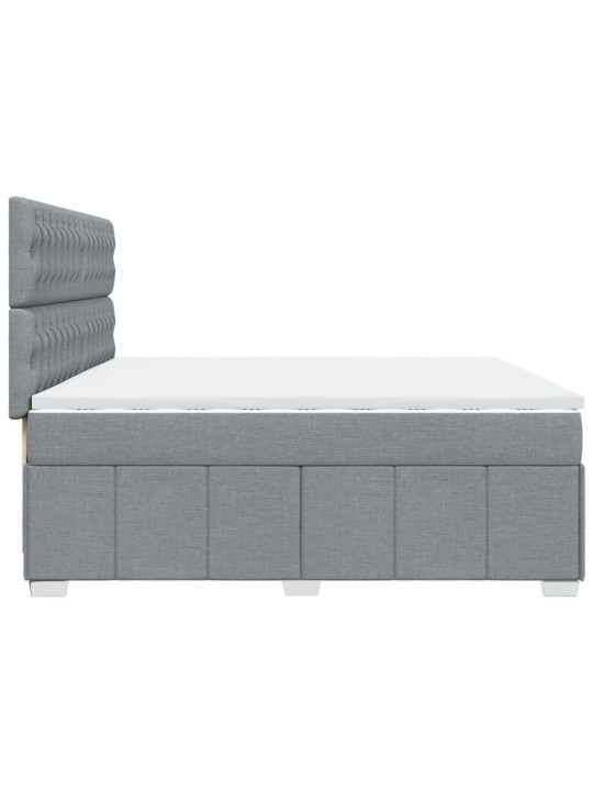 Box spring postel s matrací světle šedá 200 x 200 cm textil