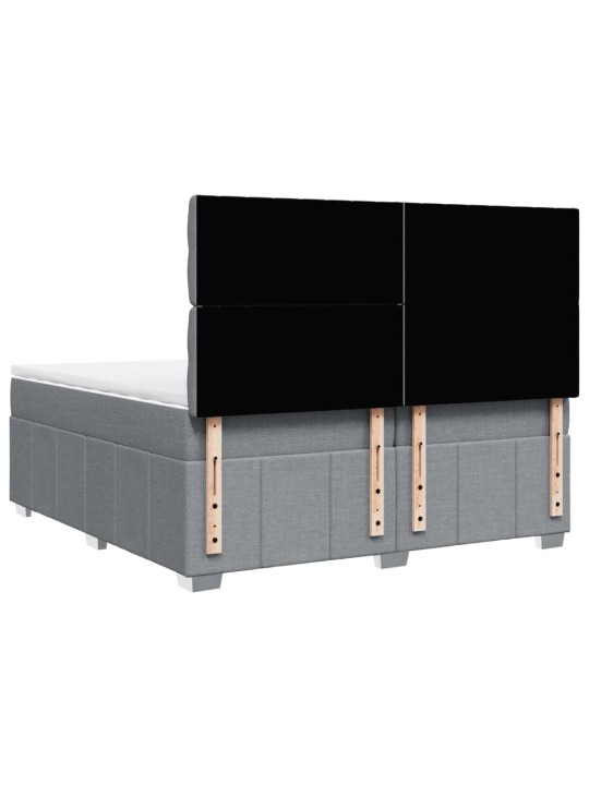 Box spring postel s matrací světle šedá 200 x 200 cm textil