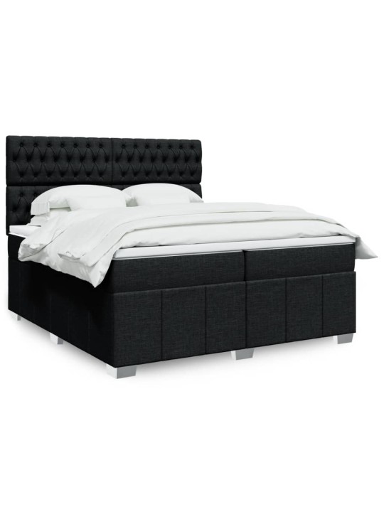 Box spring postel s matrací černá 200x200 cm textil