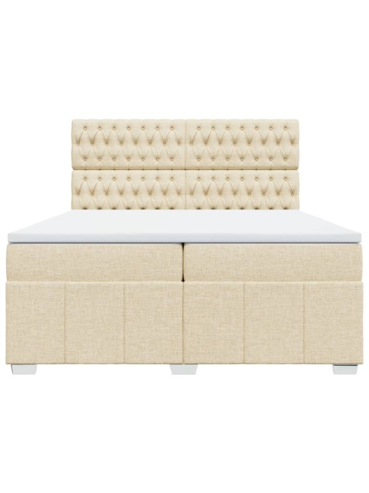 Box spring postel s matrací krémová 200x200 cm textil