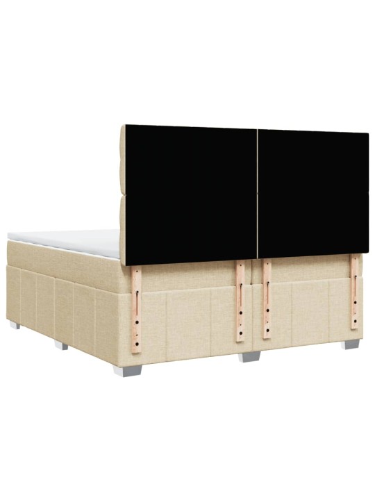 Box spring postel s matrací krémová 200x200 cm textil