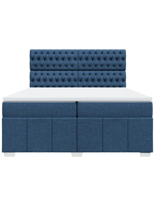 Box spring postel s matrací modrá 200x200 cm textil
